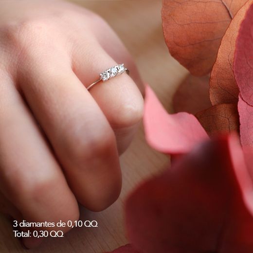 01-194366r Anillo elegante de compromiso mujer de Oro rosa 18k y diamantes