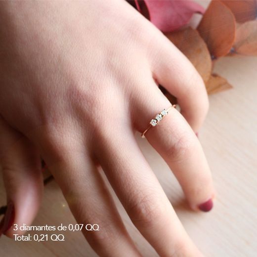 01-194366r Anillo elegante de compromiso mujer de Oro rosa 18k y diamantes