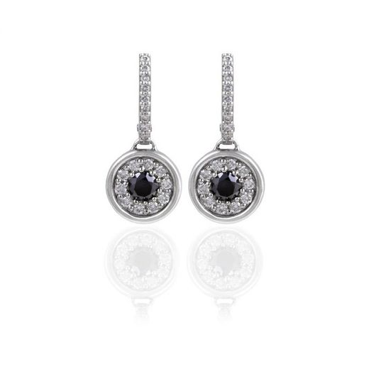 02-001000N Pendientes oro con diamantes negros y blancos
