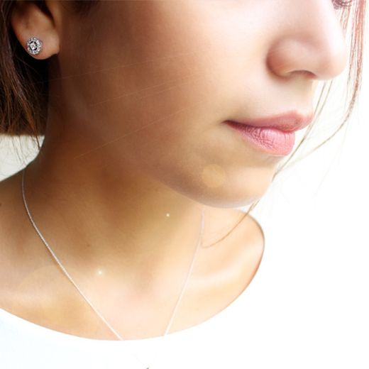 02-123428 Pendientes mujer de oro 18k con rosetón de diamantes