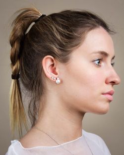 02-133503 Pendientes tu-yo oro blanco de mujer con perlas australianas y diamantes, cierre omega