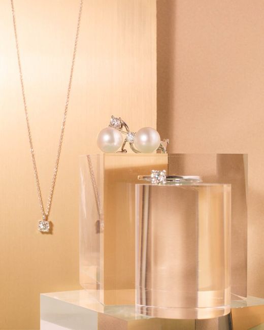02-133503 Pendientes tu-yo oro blanco de mujer con perlas australianas y diamantes, cierre omega