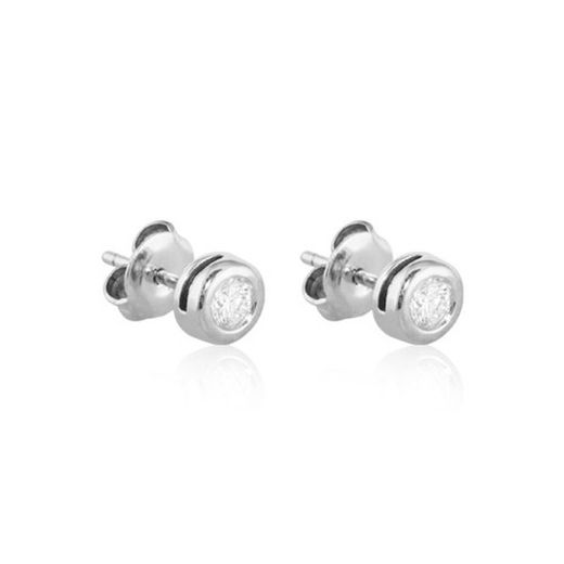 02-143687 Pendientes unisex de oro blanco chatón con diamantes