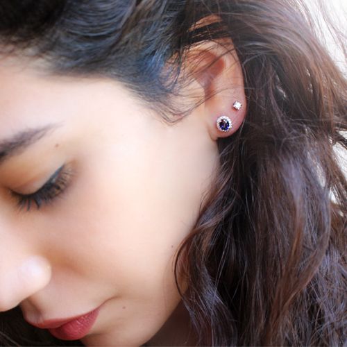 02-143690 Pendientes cuatro grapas de oro blanco 18k con diamantes