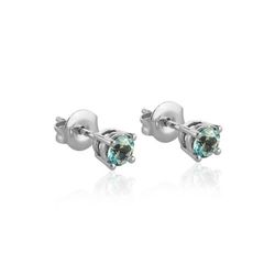 02-153773/1 Pendientes mujer tipo botón de oro blanco y topacio azul