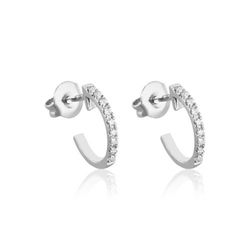 02-153783 Pendientes mujer de aros o criollas en oro blanco 18k con diamantes