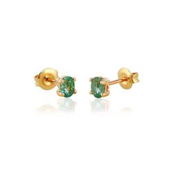 02-173853A Pendientes oro 18k tipo botón con esmeralda