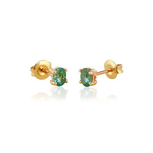 02-173853A Pendientes oro 18k tipo botón con esmeralda