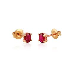 02-173853R Pendientes oro rosa con rubí oval tipo botón