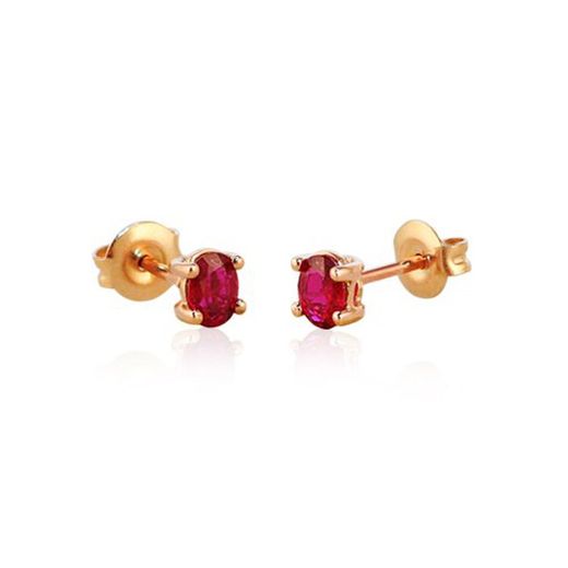 02-173853R Pendientes oro rosa con rubí oval tipo botón