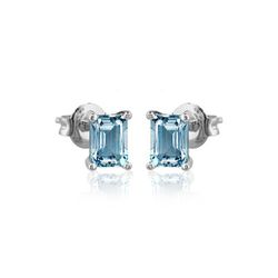 02-183922 Pendientes mujer de oro blanco con aguamarina rectangular