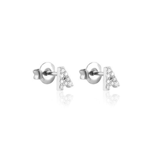 02-193994 Pendiente unisex de oro blanco inicial con diamantes
