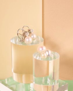 02-970824B Pendientes tu-yo oro blanco, perla australiana y diamantes cierre omega