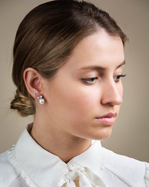 02-970824B Pendientes tu-yo oro blanco, perla australiana y diamantes cierre omega