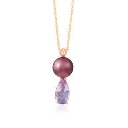 03-001056A Colgante de mujer en oro rosa, diamante, perla y amatista