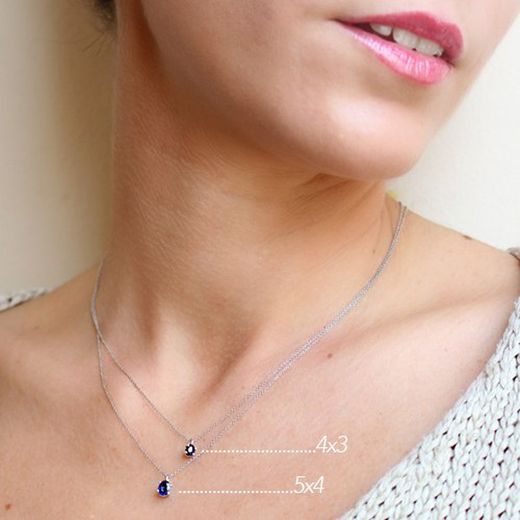 03-143374 Gargantilla mujer elefante de oro blanco con zafiro azul natural