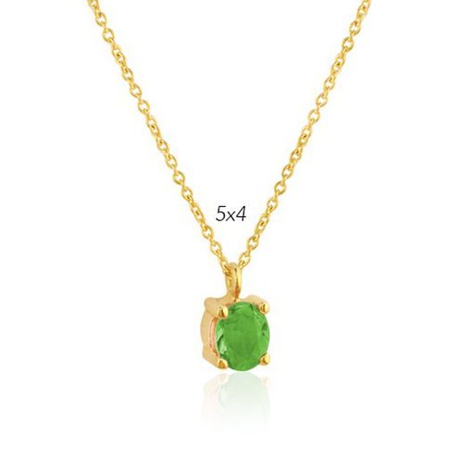 03-143374A Gargantilla mujer fina y elegante de oro de ley con cadena y esmeralda