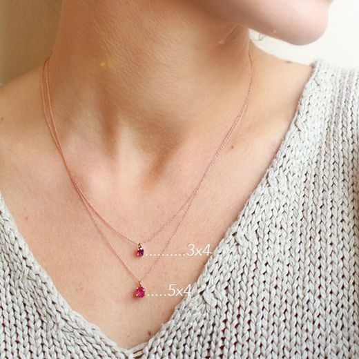 03-143374R Gargantilla mujer elegante de oro rosa con cadena y rubí