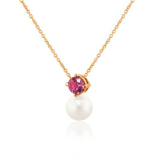 03-173853 Colgante elegante de mujer en oro rosado de 18k y perla cultivada