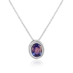 03-173866A/1 Colgante mujer discreto y elegante de oro blanco con zafiro azul natural