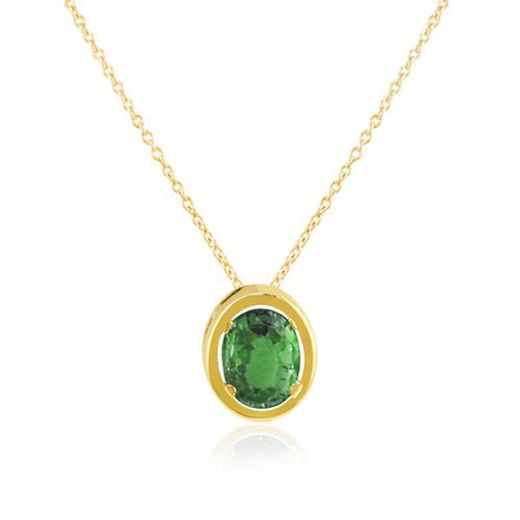03-173866E/1 Colgante de mujer elegante en oro amarillo con cadena y esmeralda