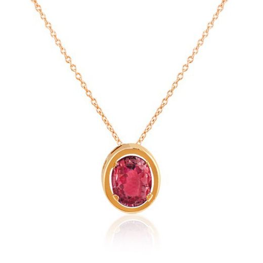 03-173866R/1 Colgante de mujer con personalidad en oro rosa con cadena y rubí ovalado