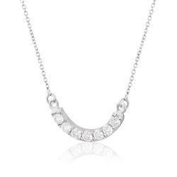 03-185996B Collar de mujer fino y elegante en oro blanco arqueado con siete diamantes