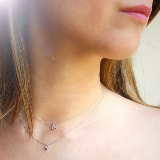 03-196024Z Colgante mujer oro blanco MINI de 18k con cadena y tres zafiros azules