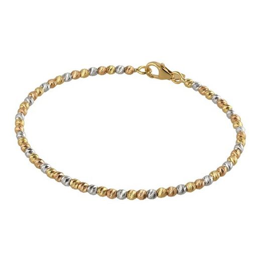 05-142172T Esclava oro 18 kilates de bolitas elástica  tricolor