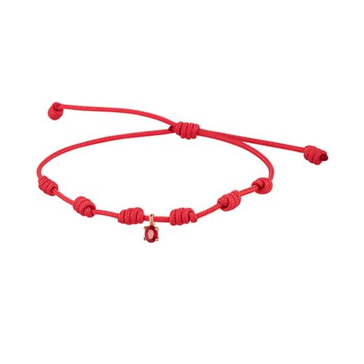 05-173337 Pulsera para mujer de macramé tres colores autoajustable con montura de oro amarillo de ley y esmeralda