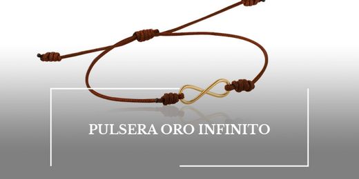 05-19W3389I Pulsera de oro 18k con símbolo infinito con macramé autoajustable