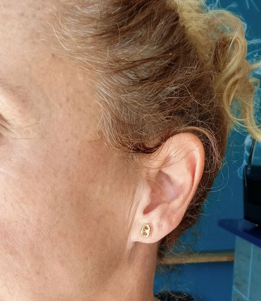 12-45 Pendientes de oro 18K con malla calabrote en brillo cierre de presión