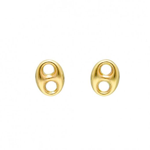 12-45 Pendientes de oro 18K con malla calabrote en brillo cierre de presión