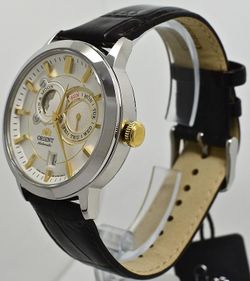 Reloj Orient de hombre automático 147-FET0P004W0 Indicador del día de la semana y calendario, indicador del sol y luna.