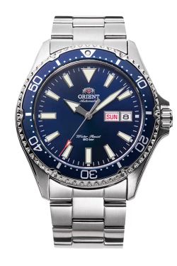 Reloj Orient de hombre automático 147-RA-AA0002L39B esfera azul elegante acuático 200 metros cristal zafiro
