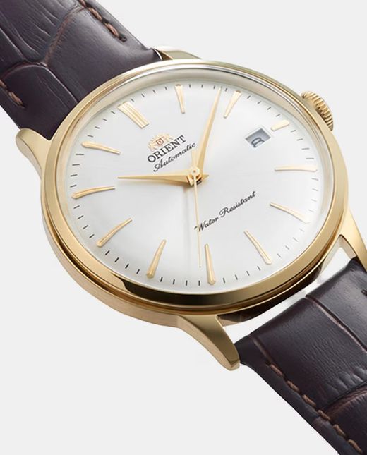 147-RA-AC0028S30B Reloj Orient Bambino automático de hombre bonito y elegante, calendario con correa de piel resistente al agua 30 metros (3atm)