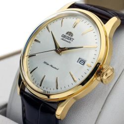147-RA-AC0028S30B Reloj Orient Bambino automático de hombre bonito y elegante, calendario con correa de piel resistente al agua 30 metros (3atm)