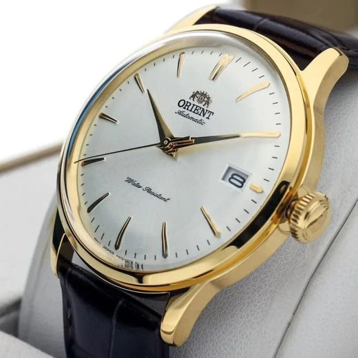147-RA-AC0028S30B Reloj Orient Bambino automático de hombre bonito y elegante, calendario con correa de piel resistente al agua 30 metros (3atm)
