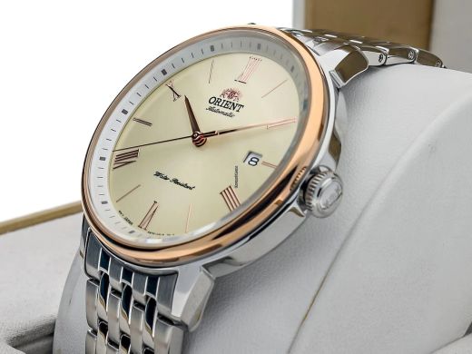 Reloj Orient para hombre 147-RA-AC0J01S10B acero inoxidable y caja bicolor