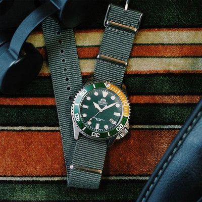 Reloj Orient de hombre automático 147-RA-AC0K04E30B 200 metros correa de textil Nato