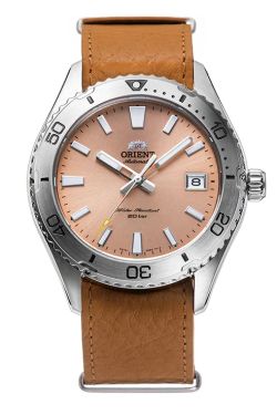 Reloj ORIENT Mako 40 147-RA-AC0Q05P10B unisex automático esfera color Salmón