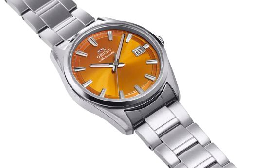 Reloj Orient unisex automático 147-RA-AC0R08Y30B Orient Stretto Date esfera naranja
