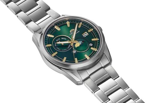 Reloj Orient hombre automático 147-RA-AK0314E30B Orient Stretto Day & Night con fase lunar esfera verde