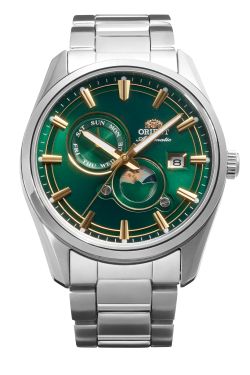 Reloj Orient hombre automático 147-RA-AK0314E30B Orient Stretto Day & Night con fase lunar esfera verde