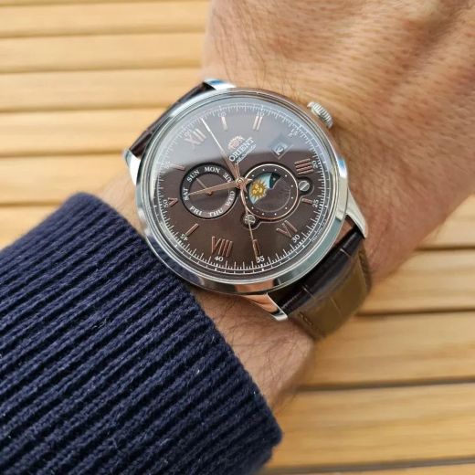 Reloj Orient hombre automático 147-RA-AK0804Y30B indicador del sol y la luna