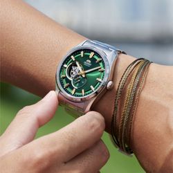 Reloj Orient de hombre automático 147-RA-AR0008E30B esfera verde semi Skeleton