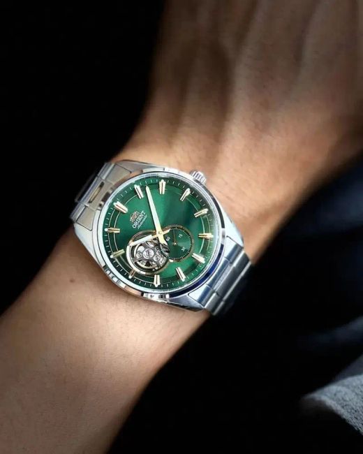 Reloj Orient de hombre automático 147-RA-AR0008E30B esfera verde semi Skeleton