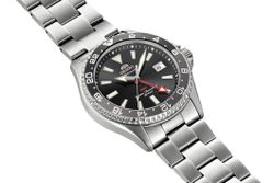 147-RA-BC0001B30B Reloj Orient automático hombre MAKO GMT esfera negra resistencia al agua hasta 20 bar (200 metros) cristal zafiro y brazalete de acero inoxidable SUS316L.