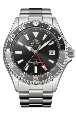 147-RA-BC0001B30B Reloj Orient automático hombre MAKO GMT esfera negra  resistencia al agua hasta 20 bar (200 metros) cristal zafiro y brazalete de acero inoxidable SUS316L.