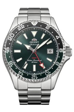 147-RA-BC0002E30B Reloj Orient automático hombre MAKO GMT – esfera verde, calendario sumergible 200 metros